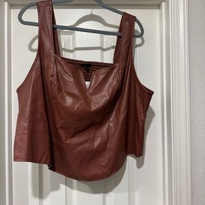 Torrid Brown Asymmetrical Crop Tank Top
